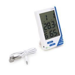Digital Thermometer With Humidity Indicator, Clock | Durable & Highly Accurate with Large LCD Display, Indoor & Outdoor Temperature Display For Home Office KT-908 (Blue) image 5