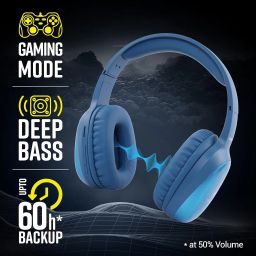ZEBRONICS Thunder Pro Wireless Over Ear Headphone with Dual Pairing, Gaming Mode, Enc, Bluetooth, Call Function, Aux, Micro Sd, Voice Assistant, Deep Bass, Up to 60H Backup (Blue) image 2