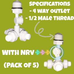 GKI Poultry 1/2" 4-Way Threaded Fogger Assembly Complete with Non Return Valve, White Nozzle Discharge (Pack of 5) image 1