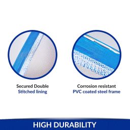 Odomos Dabur Mosquito Net For Double Bed | King-Size Washable & Foldable Machardani With Multi-Purpose Pocket | Strong 30 Gsm Polyester Net | Pvc Coated Corrosion Resistant Steel Frame image 4