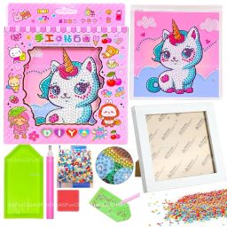 BAREPEPE 5D DIY Diamond Painting Art Kit with Frame for Kids Stick Beads with Numbers - (Pack of 1 Frame) Mix Designs image 5