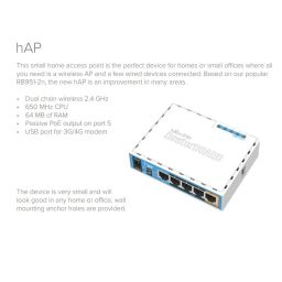 Mikrotik RouterBoard RB951Ui-2nD hAP Small Wireless Access Point 5x 10/100 Ethernet Port image 3