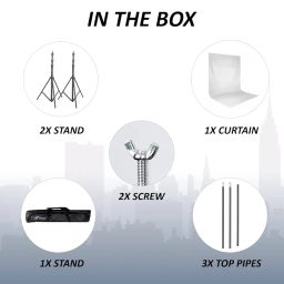 HIFFIN® Photography Accessories Backdrop Photo Light Studio Muslin Background Stand Backdrop Support System Kit (Stand with Curtain, White) image 5