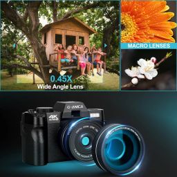 4K Digital Camera for Photography, 48MP Vlogging Camera with WiFi, 180° Flip Screen, 16X Digital Zoom, Wide-Angle & Macro Lens image 3