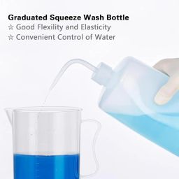 SPYLX 4PCS Plastic Graduated Cylinders Set 10ml 25ml 50ml 100ml, 5PCS Plastic Beakers Set 50ml 100ml 250ml 500ml 1000ml with 5PCS Pipettes,1PC Plastic Funnel,1PC Wash Bottle and 2PCS Brush image 5
