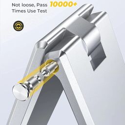 MAK ‎Aluminium Foldable Tabletop Thin Pocket Magnetic Mobile Kickstand Compatible for Any Cellphone, Vertical and Horizontal Adjustable Angle, Silver image 3