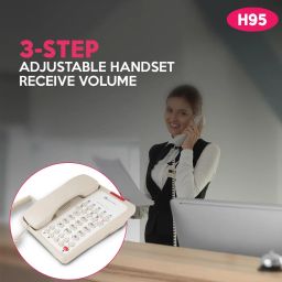 Beetel H95 Hotel Landline Phone,Two way Speaker phone,In use,Ringer & Hold LED,10 Programmable Guest Keys and Flash timing,SOS Function,Hearing Aid Function,Desktop/Wall Mountable,8 Speed Dial (IVORY) image 3