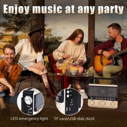 Retro Portable Radio AM FM SW Shortwave Radio with Bluetooth Speaker,Battery Operated or AC,Solar,SUB Charging, TF Card,USB Playing Flashlight image 3