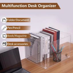 DF Acrylic File Holder with Handles - Acrylic File Organizer - Clear File Box for Letter Size/A4 Folder Holder - Desktop Hanging File Organizer (Without Partition) image 4