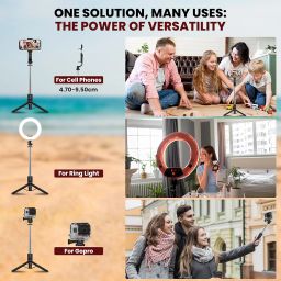 WeCool S6 Reinforced Bluetooth Selfie Stick with Tripod Stand, 45inc/ 130cm Long Selfie Stick with 6-Section Stable Base, Detachable Mobile Holder, Compatible with Mobile/GoPro for Video & Photoshoot image 4