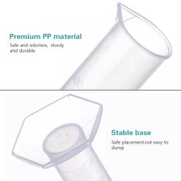 SPYLX 4PCS Plastic Graduated Cylinders Set 10ml 25ml 50ml 100ml, 5PCS Plastic Beakers Set 50ml 100ml 250ml 500ml 1000ml with 5PCS Pipettes,1PC Plastic Funnel,1PC Wash Bottle and 2PCS Brush image 3
