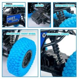 Gooyo GY-45 Rechargeable RC 4x4 Off-Road Rock Crawler with Spray Feature Toy | Best Gift for Kids | Smooth & Safe |Blue| Power Source: Lithium Battery in Car (Included) | High Speed Monster RC Car image 2