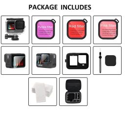 ADOFYS Action Camera Accessories with Waterproof Case+ Silicone Cover+Tempered Screen Protector+3 Lens Filters+Anti-Fog Inserts+Shockproof Small Case Bundle for GoPro Hero 9/10/11/12 Accessories image 3