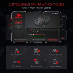 Redragon M913 Impact Elite Wireless Gaming Mouse, 16000 DPI Wired/Wireless RGB Gamer Mouse with 16 Programmable Buttons, 45 Hr Battery and Pro Optical Sensor, 12 Side Buttons MMO Mouse image 5