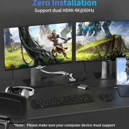 USB C to Dual HDMI Adapter, 4 in 1 USB Type C Hub with 2 HDMI/USB3.0 /PD Charging, Dual Screen Display USB-C Docking Station for Windows, MacOS (USB C to Dual HDMI 4 in 1) image 2