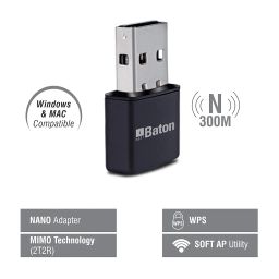 iBall Baton 300M Wireless-N Mini USB Adapter iB- OS Compatible - WinXP / Win7 / Win8 I USB 2.0 I MAC OS 10.10*I - Black image 3
