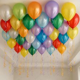 AMFIN ® Pack of 50 Multi Metallic Balloons With Matching Curling Ribbon, 10 Inch Balloon, Multicolour Balloons, Multicolour Balloons 50 Pieces, Multicolour Balloon Set - Multicolor image 3