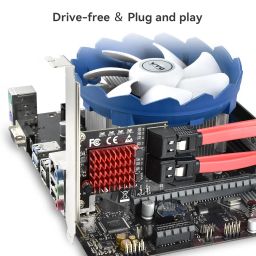 ELUTENG PCI-E SATA Expansion Card 4 Ports PCI-E X1 to SATA 3.0 Controller Card 6Gbps SATA III PCI Express Adapter with Low Profile Bracket for Desktop PC Support SSD HDD image 2