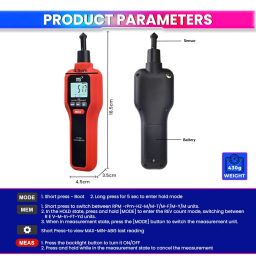 amiciSmart ABS Plastic 2 In 1 Digital Tachometer Laser Rpm Tester Handheld Rotation Speed Measuring Meter With 9V Battery And 99,999 Rpm Count, Red image 5