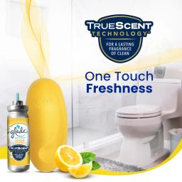 Glade Touch & Fresh Aerosol Air Freshener for Bathroom, Lemon Fresh | Fragrance Dispenser & 12ml Refill | Lasts up to 100 Sprays | Lasting Fragrance with One Touch image 1