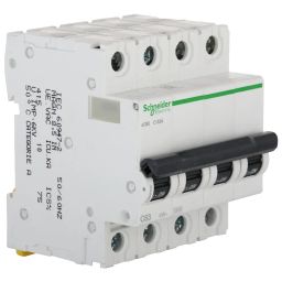 Schneider Electric Acti 9 63-A, ampere 4-Pole C Curve MCB, White, Standard (ACT 9 'C' CURVE) image 1