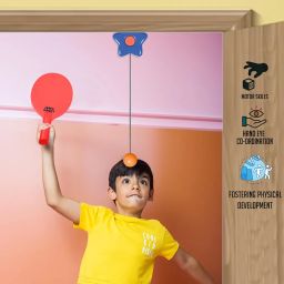 Amazon Brand - Jam & Honey Hanging Table Tennis Set for Kids I Ping Pong Training Set I Portable Adjustable Game with 2 Rackets, 3 Ping Pong Balls & 1 Pair Paddle for Kids Age 5+ Years image 5