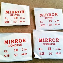 REX® Spherical CONCAVE Convex Mirror Set Focal Length 10 cm & 15 cm Ray Optics Activity Pack of 4 Premium Round Transparent 50mm for Science Experiments image 1