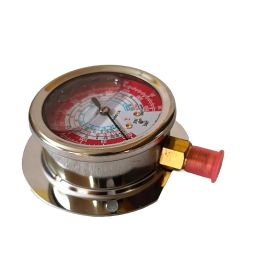 Refrigeration Pressure Gauge High Pressure Made of Stainless Steel Back Panel Mount Bottom Connection1/4'' SAE Pressure 1-38Bar (High Pressure) image 1