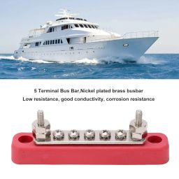 5 Terminal Power Distribution Block Bus Bar for Circuit Modification 48VDC 100a High Current（red） image 1