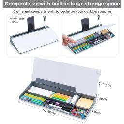 Varhomax Dry Erase Desktop Glass Whiteboard,Varhomax Dry Erase Computer Desk Pad To-Do List Memo Notepad For Desk Computer Keyboard Stand With Storage Caddy For Home Office And School Supplies(Gray) image 2