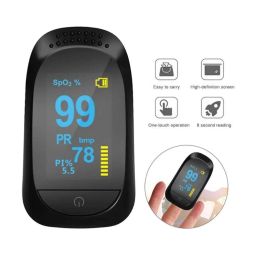 DR VAKU® Professional Pulse Oximeter Fingertip, SpO2 and PR Value Waveform Perfusion Index Blood Oxygen Saturation with Sleep Monitoring Function for Sports and Home - Lanyard Included - Black image 2
