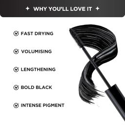 Intense Drama Waterproof Mascara 8ml | Lengthening & Volumizing Mascara | Curl Lock Formula | Smudge-Proof | Waterproof | Jet Black image 4