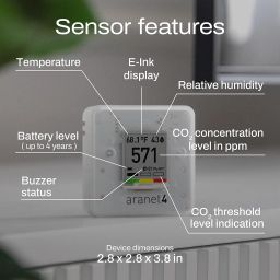 Aranet4 Home: Wireless Indoor Air Quality Monitor for Home, Office or School [CO2, Temperature, Humidity and More] Portable, Battery Powered, E-Ink Screen, App for Configuration & Data History image 2