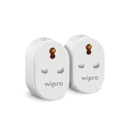 Wipro 16A Wi-Fi Smart Plug with Energy Monitoring- Suitable for Large Appliances like Geysers, Microwave Ovens, Air Conditioners (Compatible with Alexa and Google Assistant)- White (Pack of 2) image 1