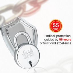 Link Round Silver Steel Lock with 3 Keys | Lock and Keys | Door Lock | Padlock (Pack of 1) (LINK-Round 50 MM) image 2