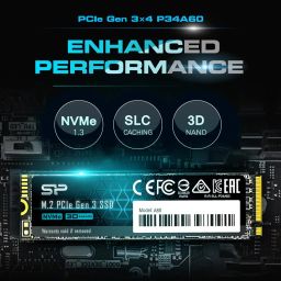 SP Silicon Power P34A60 512Gb Nvme M.2 2280 Pcie Gen3 Ssd, 3D TLC Nand with SLC Cache, Up to 2200Mb/S, Internal Solid State Drive for Desktop Laptop Computer, USB image 3