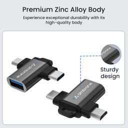 Ambrane 2 in 1 OTG Adapter Micro USB+USB Type C to USB Female Connector, OTG Pen Drive Adapter to Mobile Connector Type C, Compatible with All Devices image 4