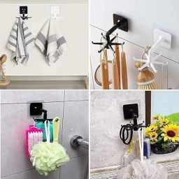 ZINZA Wall Mounted Hooks 360 Degree Rotation Folding Hanging Hooks,(2pcs) Adhesive Wall Hanger Sticky for Kitchen Items Utensil Hanging Storage Organizer Rotary Hook Rack with 5 Claw,(Pack of 2) image 4