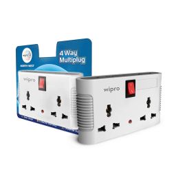 Wipro 4 Way multiplug with 2 Universal sockets [2020 Model], White (NWM0100) image 1