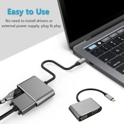 Znoogrn USB C to HDMI VGA Adapter, 2 in 1 Thunderbolt 3 Type-C to VGA 4K HDMI Converter for Dual Monitor Adapter Compatible with MacBook Pro, iPhone 16 15 Pro Max, Surface Pro, PC, etc image 4