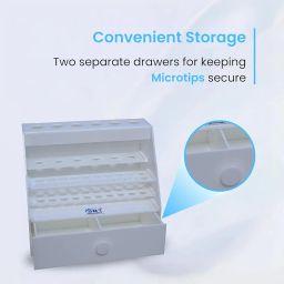 SBT Micropipette stand for 6 pipette with Drawer and Test Tube Rack for 22 test tubes in white colour pack of 1 pcs image 3