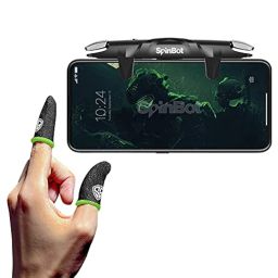 SpinBot Battlemods F1 Combo | Mobile Gaming Triggers + Finger Sleeves Smartphone | For Bgmi/Free Fire Max/Cod Mobile - (Black) image 1