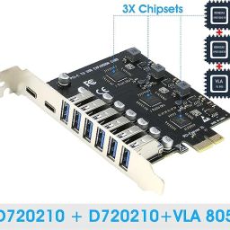 foxaa USB 3.0 PCIe Card, PCI-e to 2Port USB C + 6 Port USB 3.0 Internal Expansion Card 5Gbps Support PCI-E X1 X4 X8 X16, Support Windows 11/10/8/7/XP-EPL-1028PC. image 5