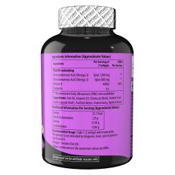 Naturyz Vanilla Flavoured Triple Strength 2500mg Omega 3 Fish Oil with Vitamin D3|Highest Strength 2000 mg Omega 3 Per Serving (EPA 1200mg DHA 800mg) Deep Sea Fish Oil for Unisex-60 Capsules,100 grams image 1