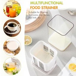Attilio Greek Yogurt Maker Strainer, 1100ml Fine Mesh Strainer With Lid, Multifunctional Filter, Curd Maker for Home, Cheese, 11 x 9 x 18 Centimeters, White image 5