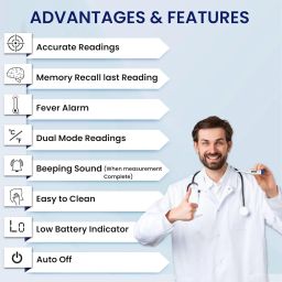 (EC5058) Rigid Digital Thermometer for Baby, Child & Adults, Large LCD Display with Fever Alarm | 3 Detection Method - Mouth, Armpit & Rectal image 4