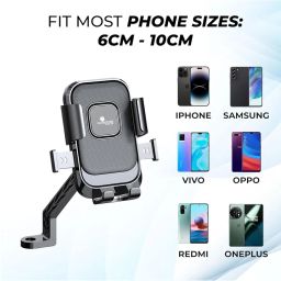 Kratos Moto-B2 Mobile Holder for Bikes with One Click Locking, Mirror Fitting Style, Anti-Shake-Firm Grip, 360° Rotation, Mobile Holder for Scooty, Activa, Jupiter, Electric Scooters & Bikes image 5