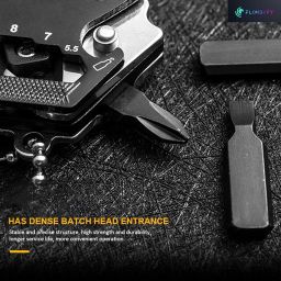 FLOMBIFY® LS11 Hexagonal Shape Multi Tool Keychain, Portable Pocket Multitool with Folding Cutter, Screwdriver Set, Bottle Opener, and More for Outdoor Hiking, Camping image 4