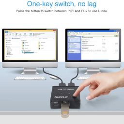 KCEVE USB 3.0 Switch Selector, 2 In 1 Out USB Switcher For 2 Computers Share 1 USB Devices, Mouse, Keyboard, Scanner, Printer image 1