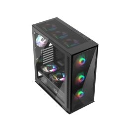 Circle Furious MESH 360 ARGB Mid- Tower Computer Case | Gaming Cabinet - Black | Support ATX, M-ATX, ITX | Pre- Installed 3 x 120mm Front and 1 x 120mm Rear ARGB Fans image 1